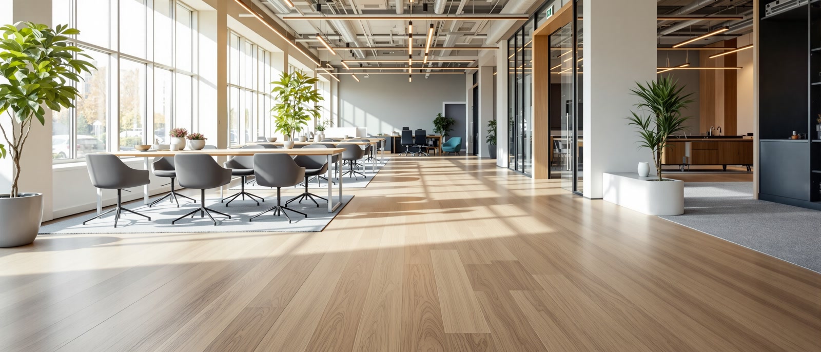 Commercial flooring installation workspace